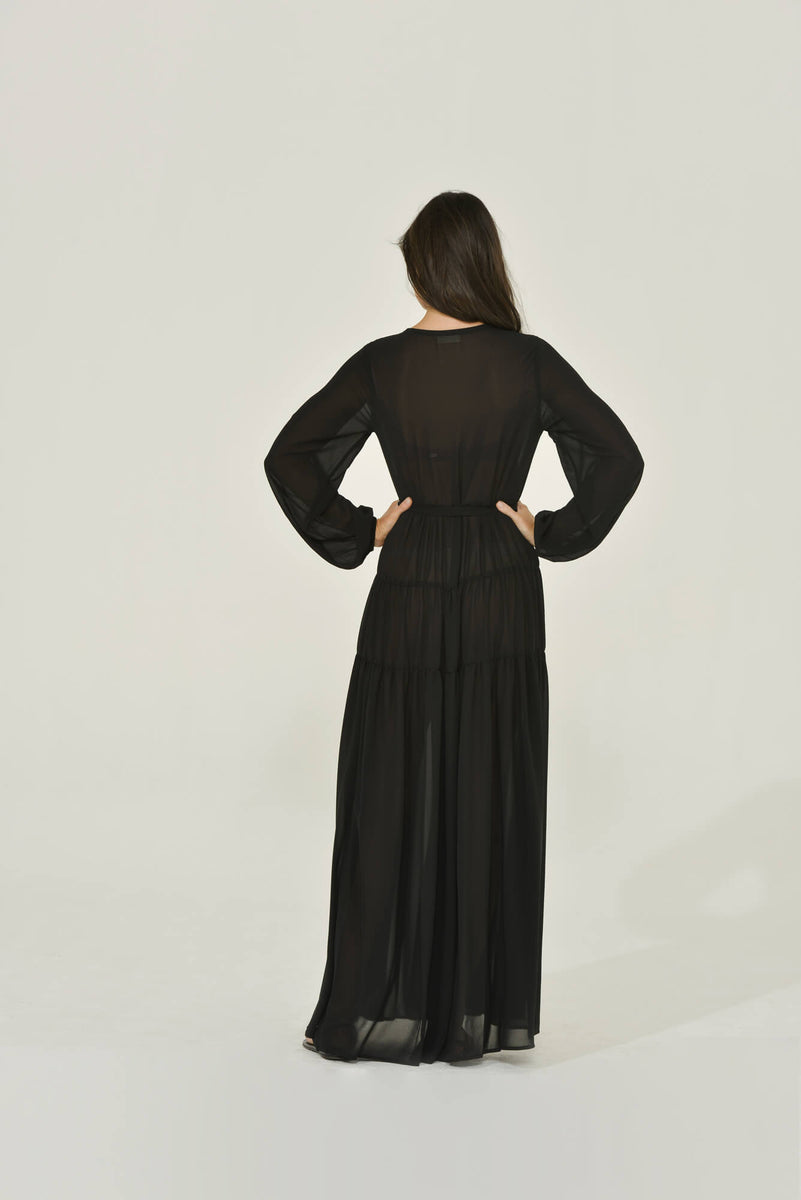 Button Up Maxi Dress | Black | Long ...
